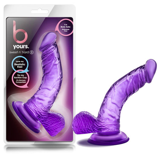 Blush B Yours Sweet 'n Hard 8 Realistic 6.5 in. Dildo with Balls & Suction Cup Purple-Pinkfoxxx