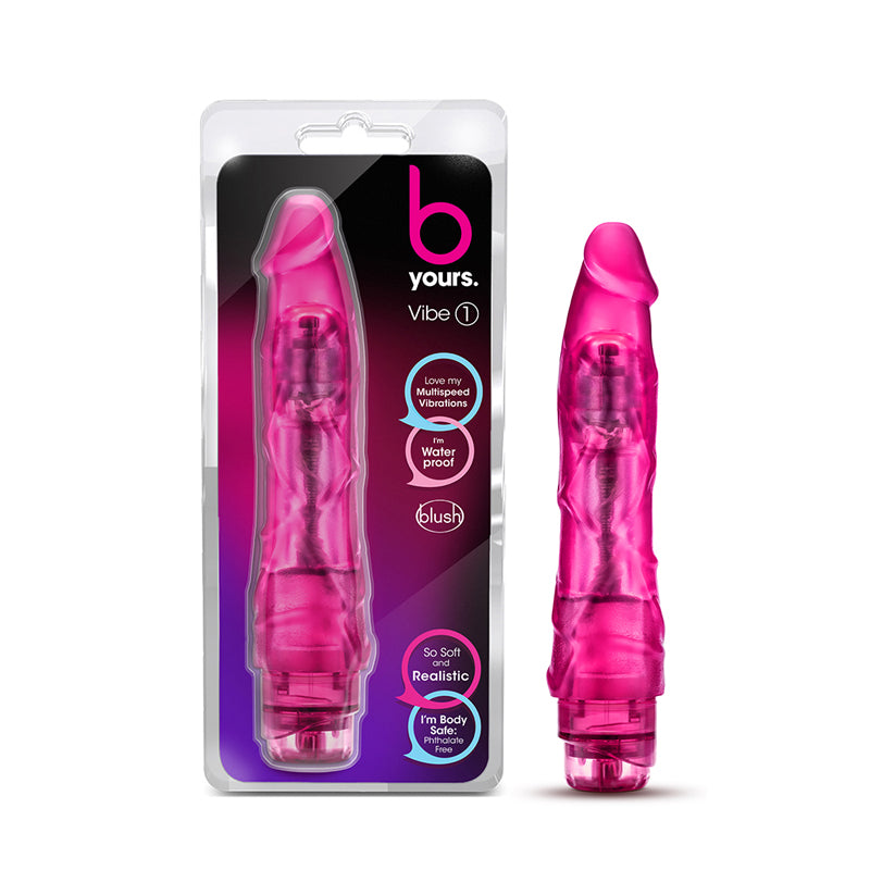 Blush B Yours Vibe 1 Realistic 9 in. Vibrating Dildo Pink-Pinkfoxxx