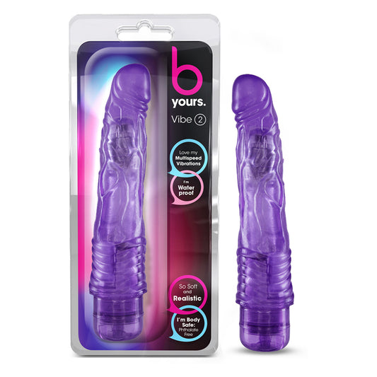 Blush B Yours Vibe 2 Realistic 9 in. Vibrating Dildo Purple-Pinkfoxxx