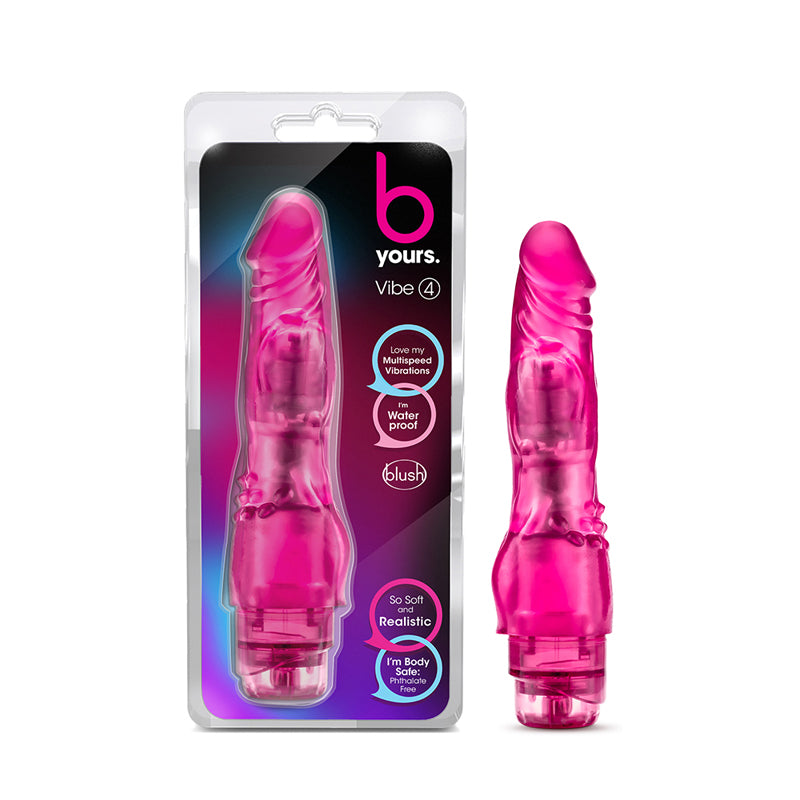 Blush B Yours Vibe 4 Realistic 8 in. Vibrating Dildo Pink-Pinkfoxxx