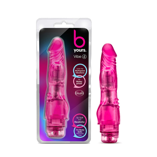 Blush B Yours Vibe 4 Realistic 8 in. Vibrating Dildo Pink-Pinkfoxxx