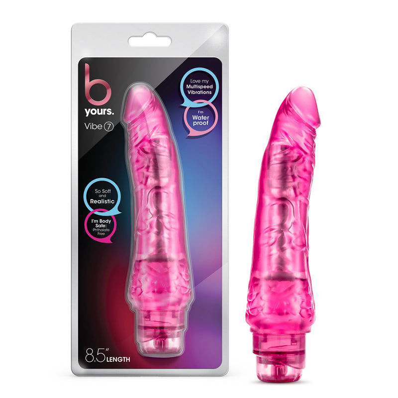 Blush B Yours Vibe 7 Realistic 8.75 in. Vibrating Dildo Pink-Pinkfoxxx