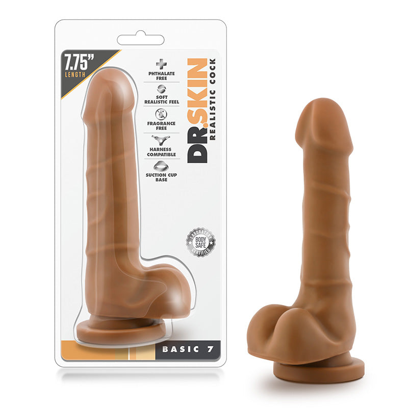 Blush Dr. Skin Basic 7 Realistic 7.75 in. Dildo with Balls & Suction Cup Tan-Pinkfoxxx