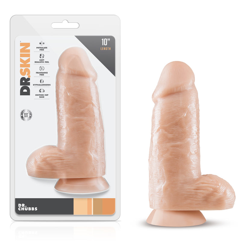 Blush Dr. Skin Dr. Chubbs Realistic 10 in. Dildo with Balls & Suction Cup Beige-Pinkfoxxx