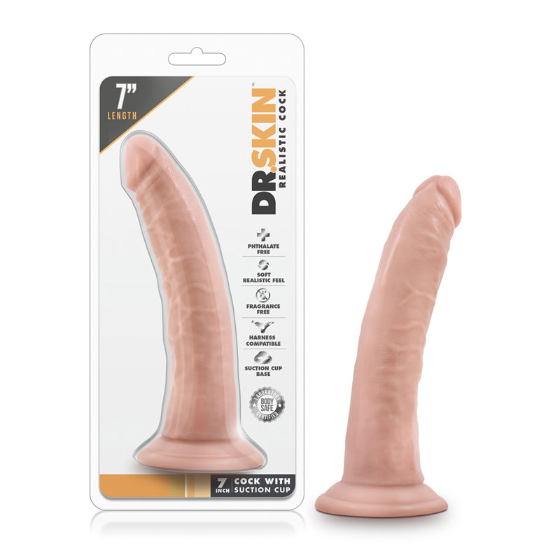 Blush Dr. Skin Realistic 7 in. Dildo with Suction Cup Beige-Pinkfoxxx