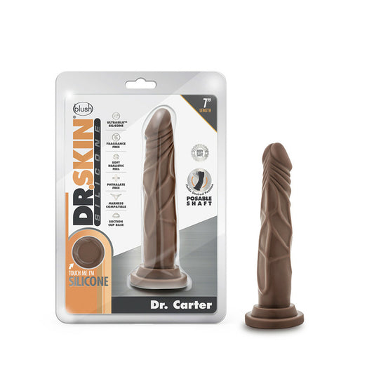 Blush Dr. Skin Silicone Dr. Carter Realistic 7 in. Posable Dildo with Suction Cup Brown-Pinkfoxxx
