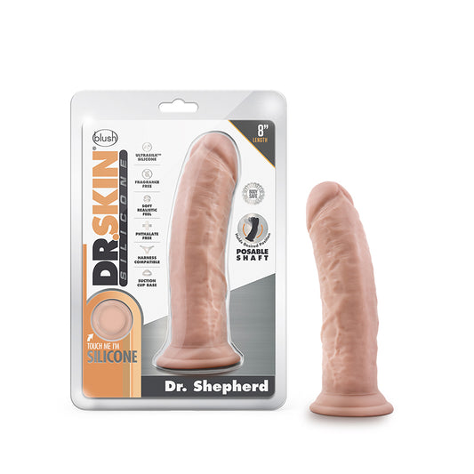 Blush Dr. Skin Silicone Dr. Shepherd Realistic 8 in. Posable Dildo with Suction Cup Beige-Pinkfoxxx