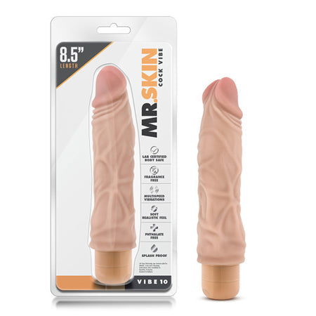 Blush Dr. Skin Vibe 10 Realistic 8.5 in. Vibrating Dildo Beige-Pinkfoxxx