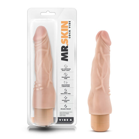 Blush Dr. Skin Vibe 4 Realistic 8 in. Vibrating Dildo Beige-Pinkfoxxx