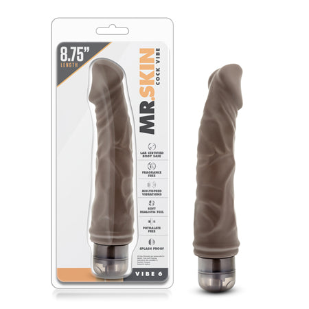 Blush Dr. Skin Vibe 6 Realistic 8.75 in. Vibrating Dildo Brown-Pinkfoxxx