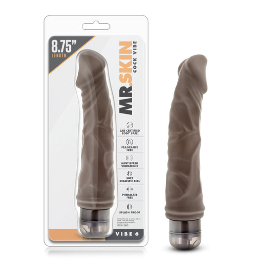 Blush Dr. Skin Vibe 6 Realistic 8.75 in. Vibrating Dildo Brown-Pinkfoxxx