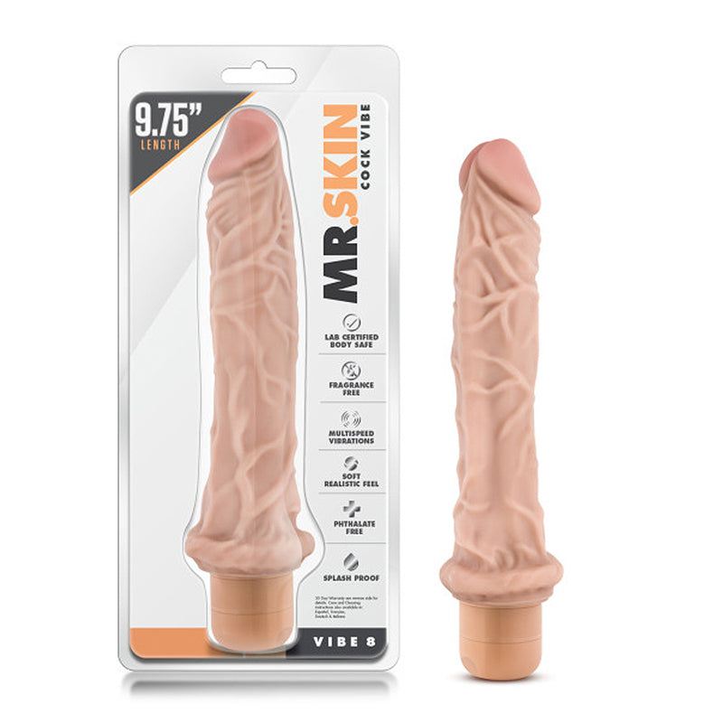 Blush Dr. Skin Vibe 8 Realistic 9.75 in. Vibrating Dildo Beige-Pinkfoxxx