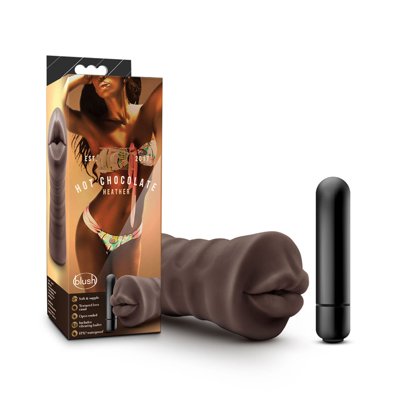 Blush Hot Chocolate Heather Oral Stroker with Bullet Vibrator Brown-Pinkfoxxx