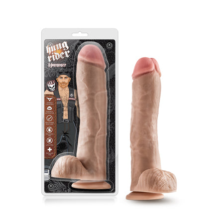 Blush Hung Rider Hammer Realistic 11.5 in. Dildo with Balls & Suction Cup Beige-Pinkfoxxx