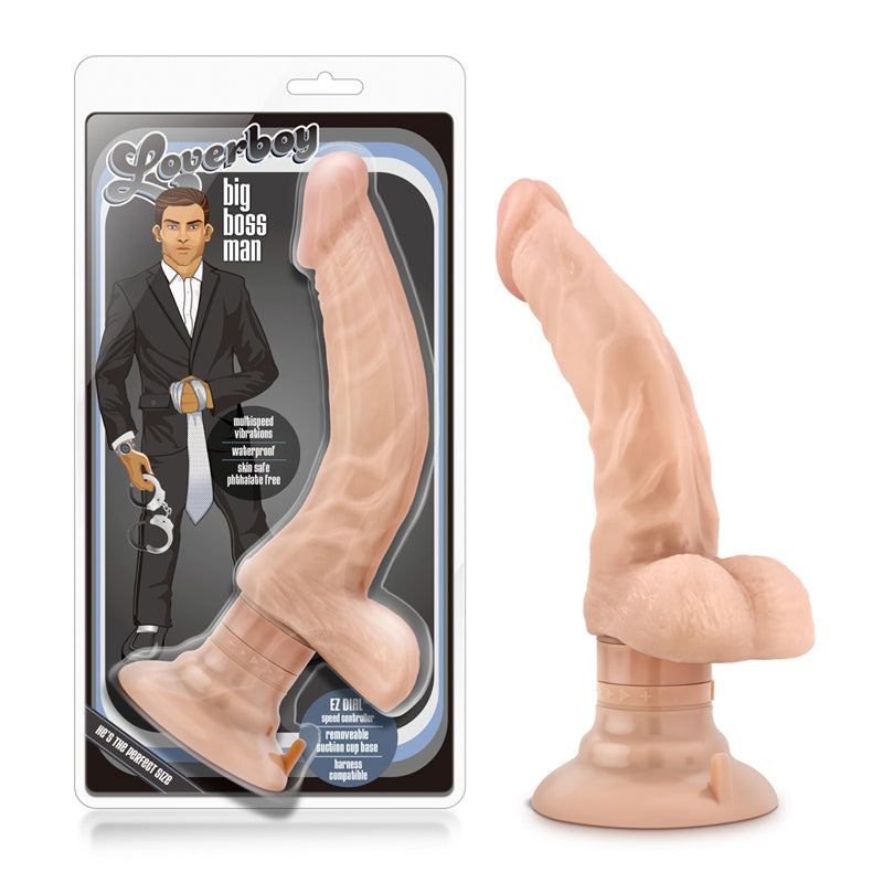 Blush Loverboy The Boss Man Realistic 10.25 in. Vibrating Dildo with Balls & Suction Cup Beige-Pinkfoxxx