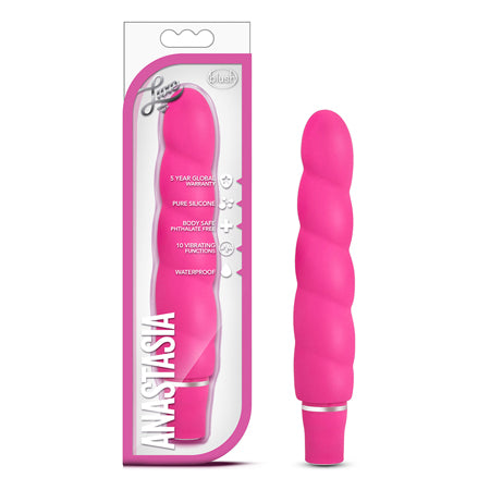 Blush Luxe Anastasia Silicone Slimline Vibrator Pink-Pinkfoxxx