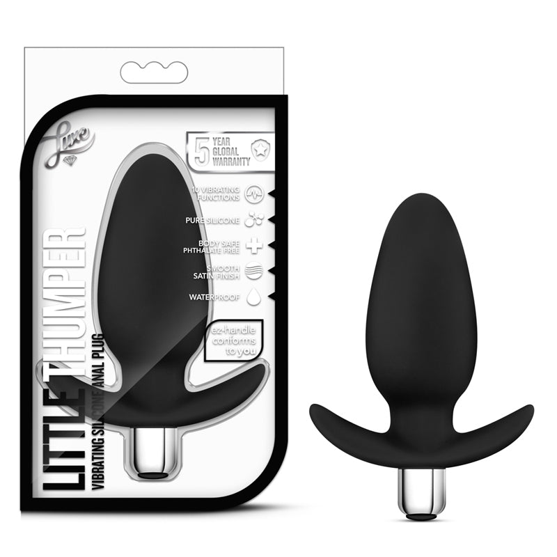Blush Luxe Little Thumper Vibrating Silicone Anal Plug Black-Pinkfoxxx