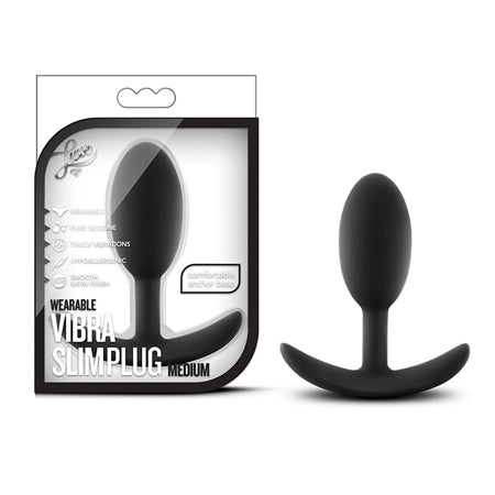 Blush Luxe Wearable Vibra Slim Plug Medium Black-Pinkfoxxx