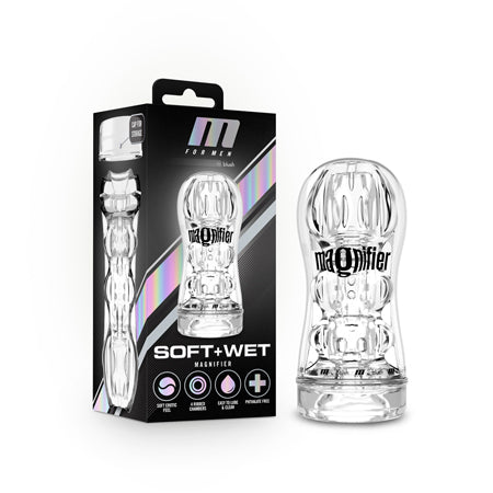 Blush M for Men Soft + Wet Magnifier Self-Lubricating See-Through Stroker Clear-Pinkfoxxx