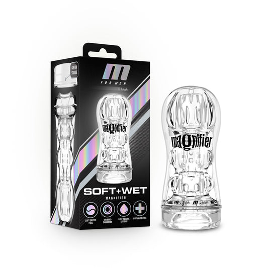 Blush M for Men Soft + Wet Magnifier Self-Lubricating See-Through Stroker Clear-Pinkfoxxx