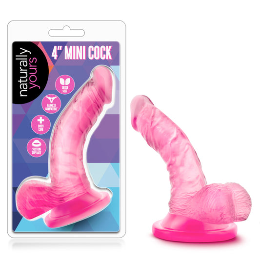 Blush Naturally Yours 4 in. Mini Cock Realistic Dildo with Balls & Suction Cup Pink-Pinkfoxxx