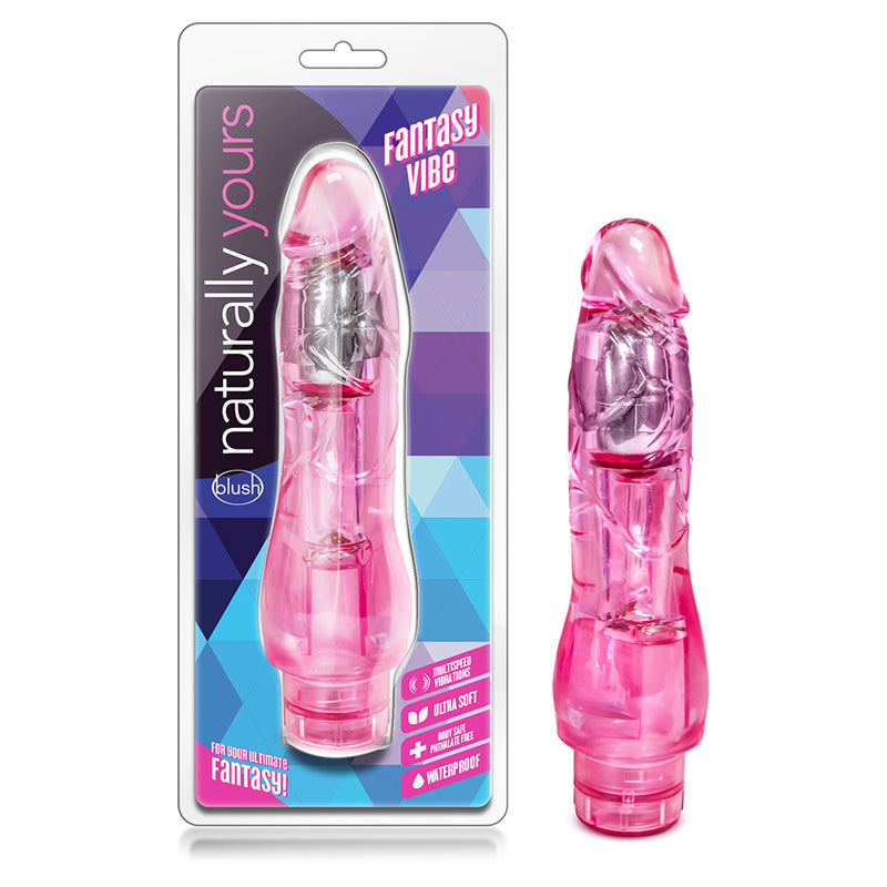 Blush Naturally Yours Fantasy Vibe Realistic 8.5 in. Vibrating Dildo Pink-Pinkfoxxx