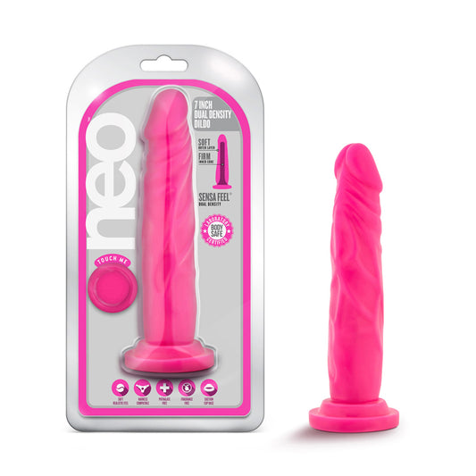 Blush Neo 7.5 in. Dual Density Dildo with Suction Cup Neon Pink-Pinkfoxxx