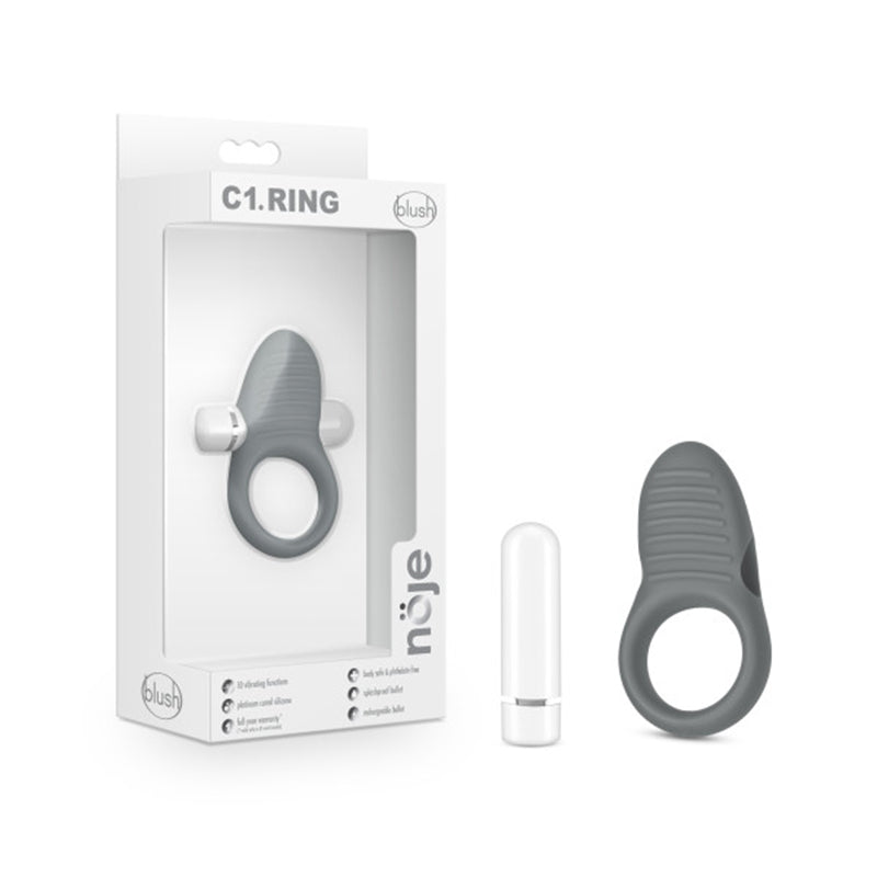 Blush Noje C1.Ring Rechargeable Vibrating Silicone Cockring Slate-Pinkfoxxx