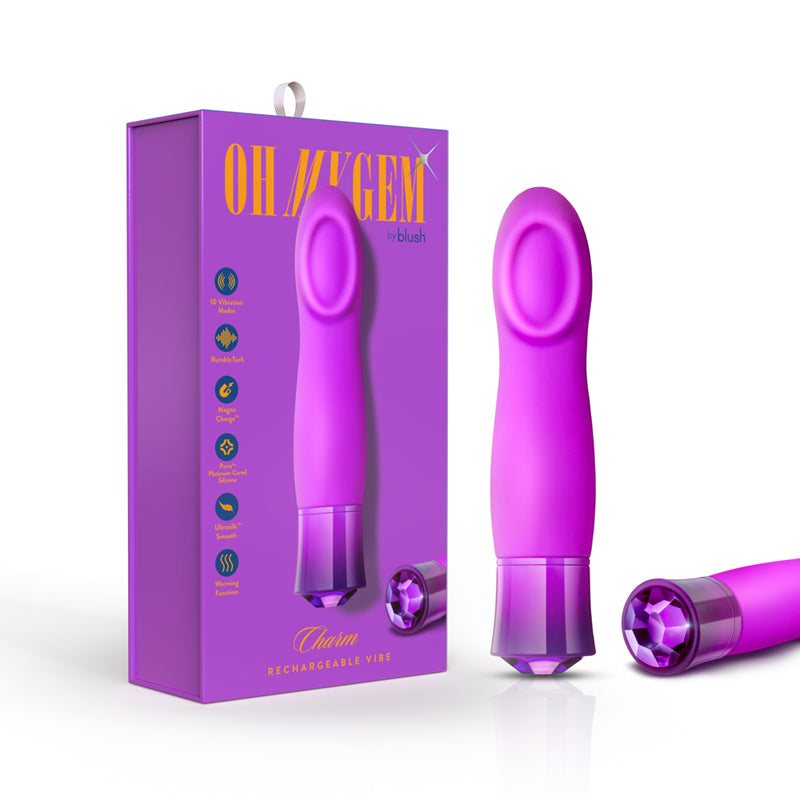 Blush Oh My Gem Charm Rechargeable Warming Silicone Cupped Vibrator Amethyst-Pinkfoxxx