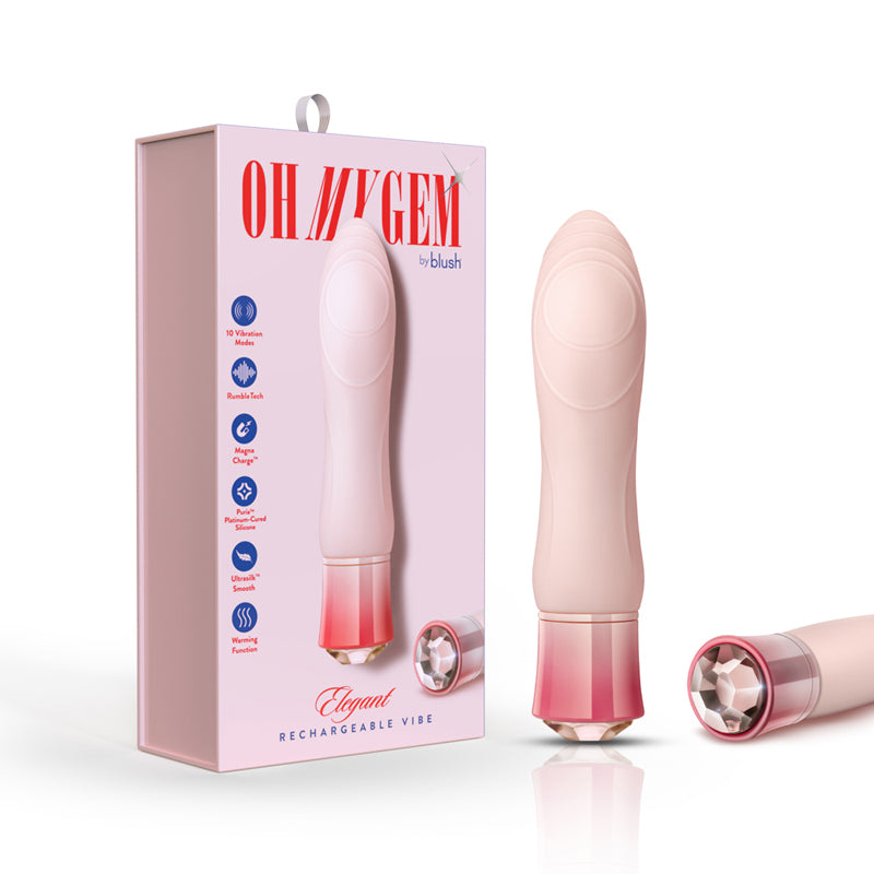 Blush Oh My Gem Elegant Rechargeable Warming Textured Silicone G-Spot Vibrator Morganite-Pinkfoxxx