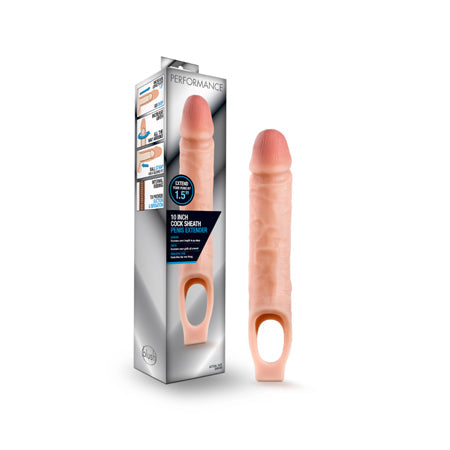 Blush Performance 10 in. Cock Sheath Penis Extender Sling Beige-Pinkfoxxx