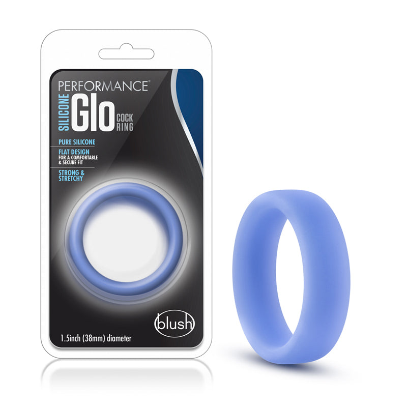 Blush Performance Silicone Glo Cock Ring Blue Glow-Pinkfoxxx