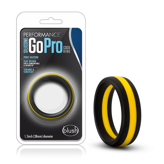 Blush Performance Silicone Go Pro Cock Ring Black/Gold/Black-Pinkfoxxx