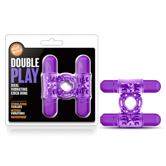 Blush Play with Me Double Play Dual Vibrating Cockring Purple-Pinkfoxxx