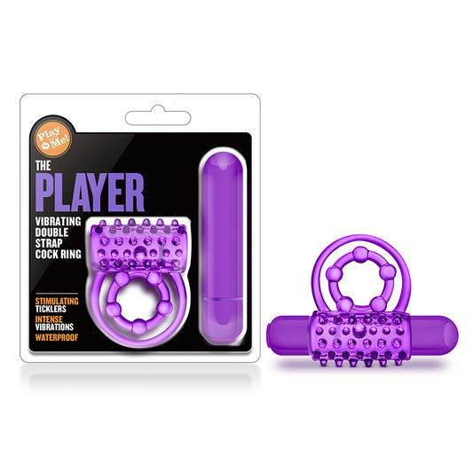 Blush Play with Me The Player Vibrating Double Strap Cockring Purple-Pinkfoxxx