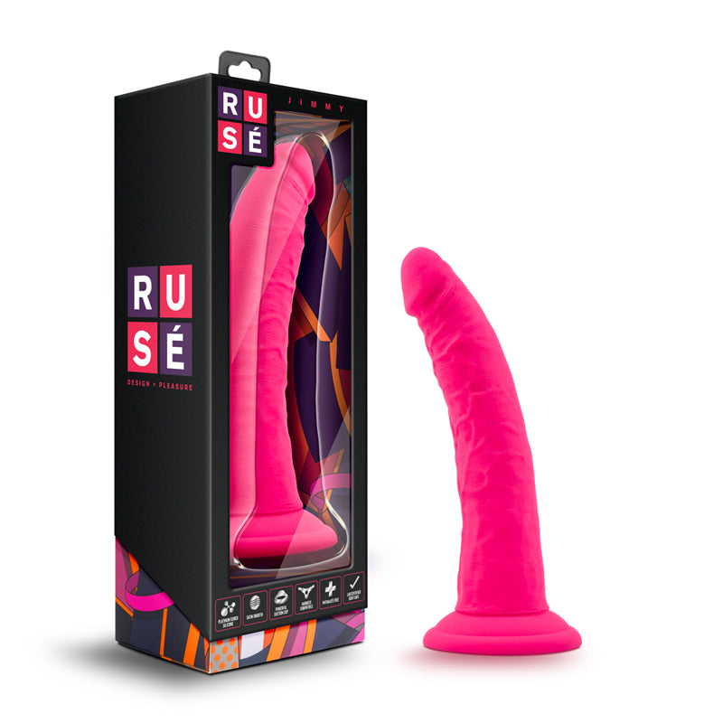 Blush Ruse Jimmy Realistic 7.5 in. Silicone Dildo with Suction Cup Hot Pink-Pinkfoxxx