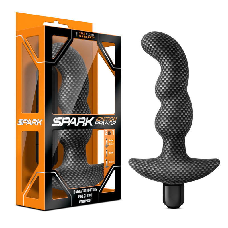 Blush Spark Ignition PRV-02 Vibrating Silicone Prostate Massager Carbon Fiber-Pinkfoxxx