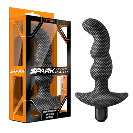 Blush Spark Ignition PRV-02 Vibrating Silicone Prostate Massager Carbon Fiber-Pinkfoxxx
