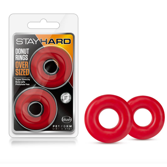 Blush Stay Hard Donut Rings Oversized Cockring 2-Pack Red-Pinkfoxxx