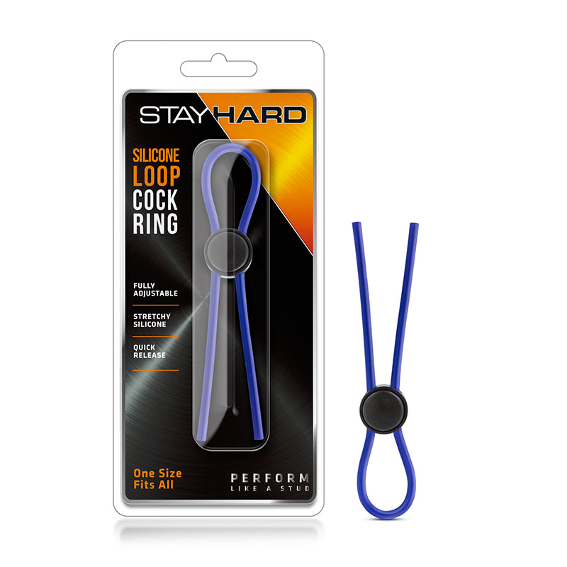 Blush Stay Hard Silicone Loop Lasso/Bolo Cockring Blue-Pinkfoxxx