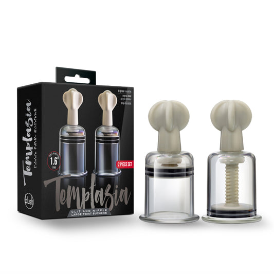 Blush Temptasia Clit and Nipple Twist Suckers 2-Piece Set Large Clear-Pinkfoxxx