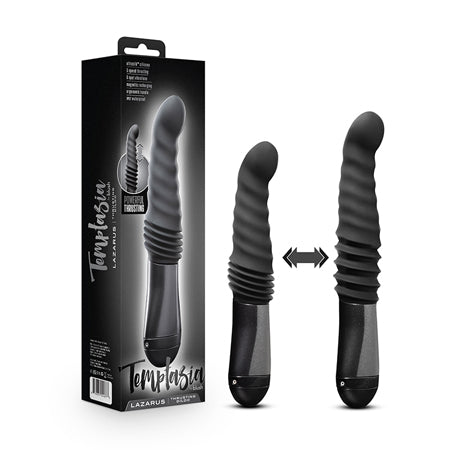 Blush Temptasia Lazarus Rechargeable 10 in. Silicone Thrusting Dildo Black-Pinkfoxxx