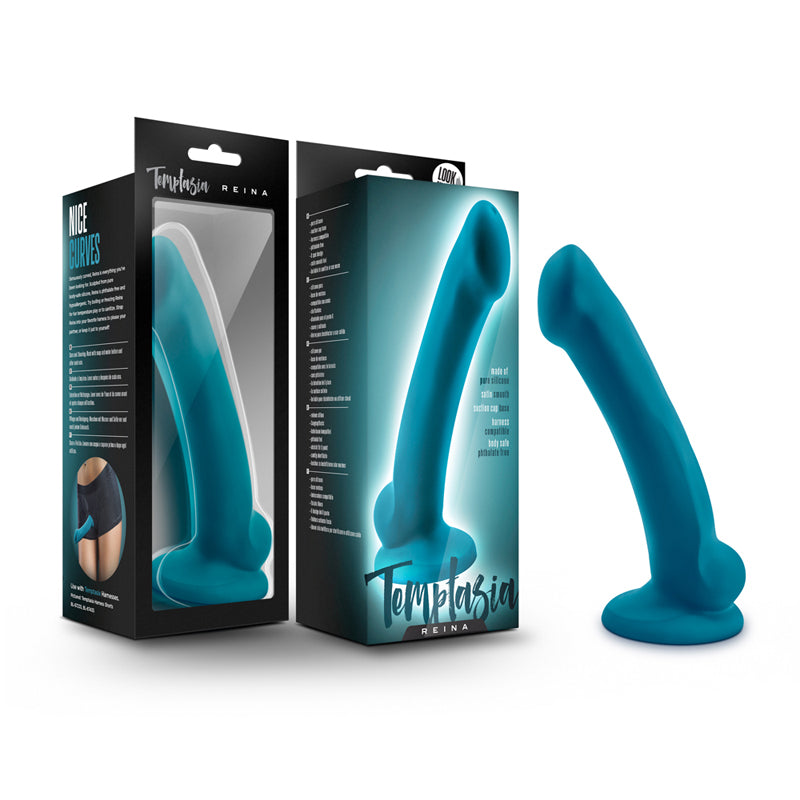 Blush Temptasia Reina 7 in. Silicone Dildo with Suction Cup Teal-Pinkfoxxx