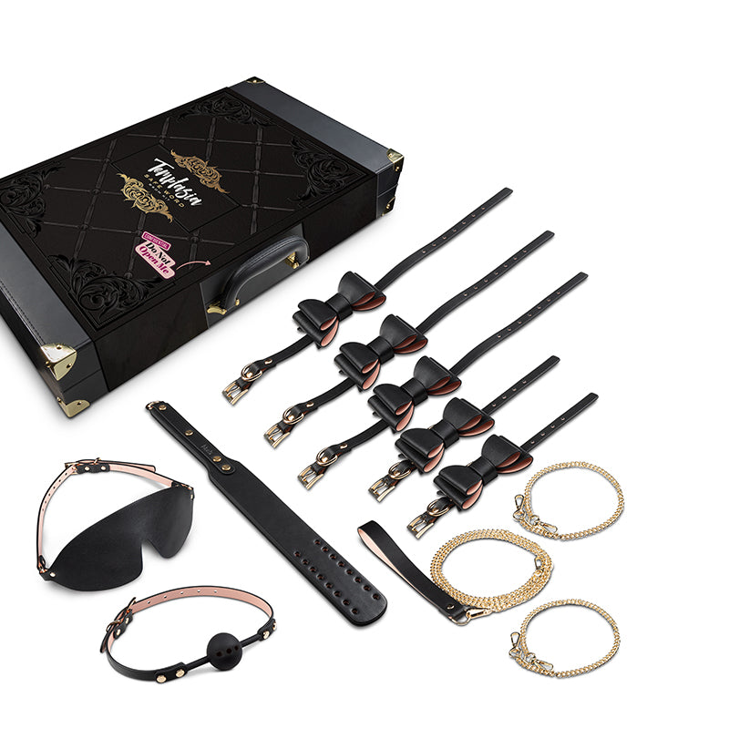 Blush Temptasia Safe Word 10-Piece Bondage Kit with Suitcase Black-Pinkfoxxx