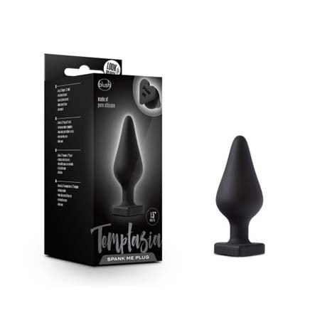 Blush Temptasia 'Spank Me' Silicone Anal Plug with Heart-Shaped Base Black-Pinkfoxxx