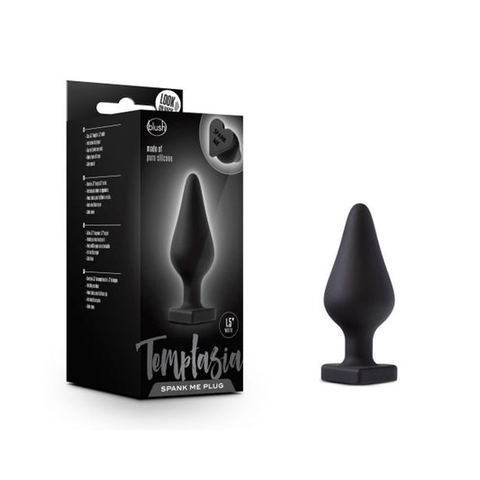 Blush Temptasia 'Spank Me' Silicone Anal Plug with Heart-Shaped Base Black-Pinkfoxxx