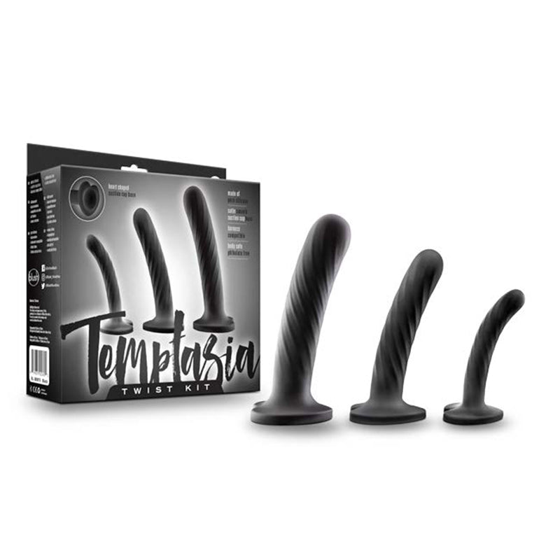 Blush Temptasia Twist Kit 3-Piece Silicone Dildo Set Black-Pinkfoxxx