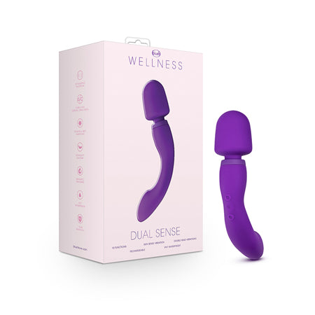 Blush Wellness Dual Sense Rechargeable Silicone Dual Ended G-Spot & Wand Vibrator Purple-Pinkfoxxx