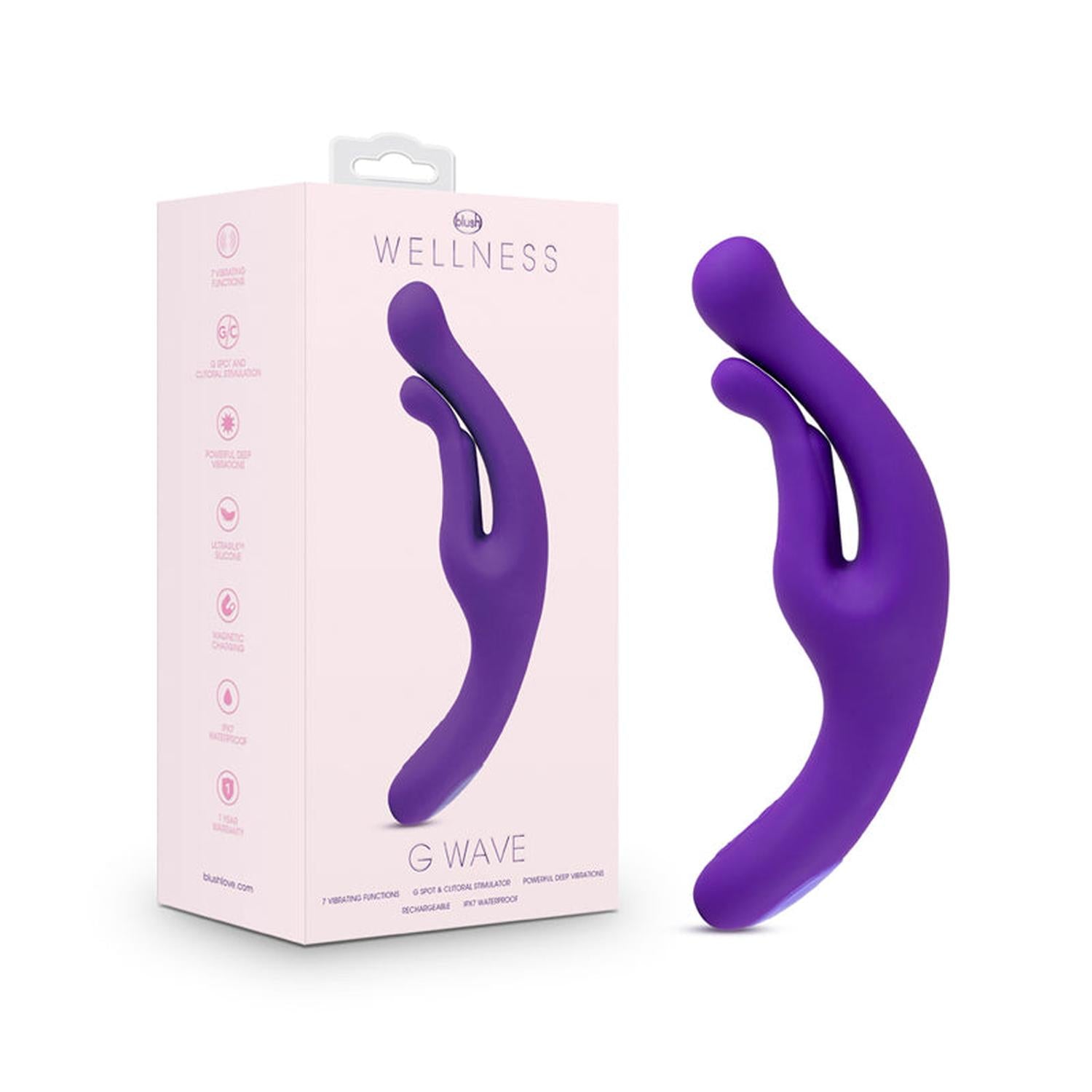 Blush Wellness G Wave Rechargeable Silicone Dual Stimulation Vibrator Purple-Pinkfoxxx