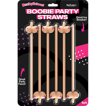 Boobie Straws (Flesh Color) 6Pk.-Pinkfoxxx